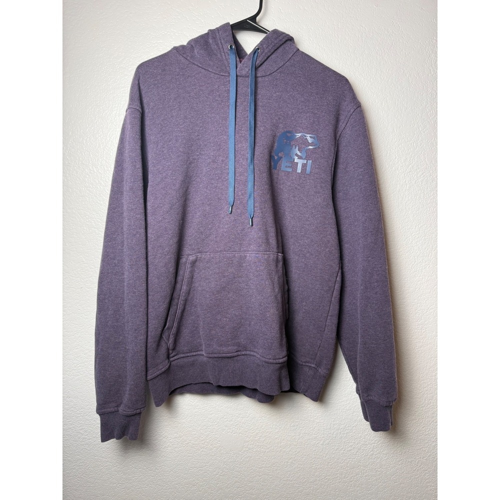 YETI Bear Logo Hoodie Purple Pullover Fleece Sweatshirt Men's Medium M
